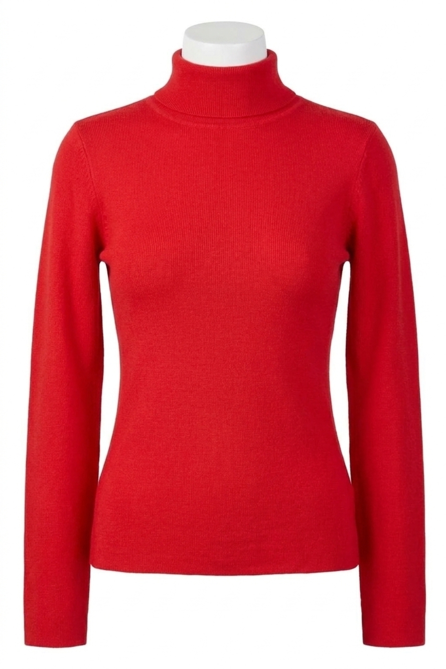 NEW FATE pearl trim turtleneck sweater in red